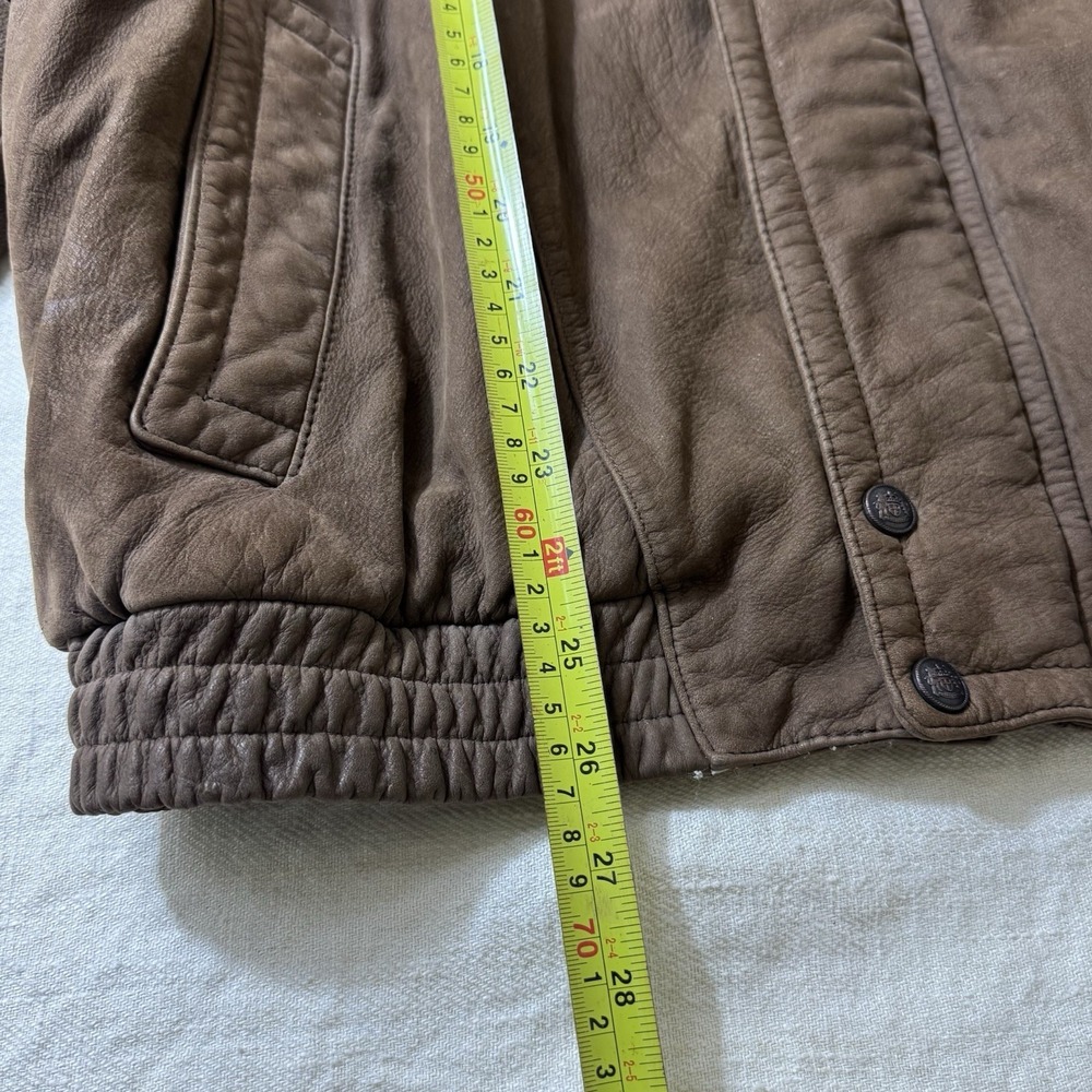 VTG True Breed Men's Distressed Brown Leather Retro Bomber Jacket Size L Aviator - Picture 7 of 14